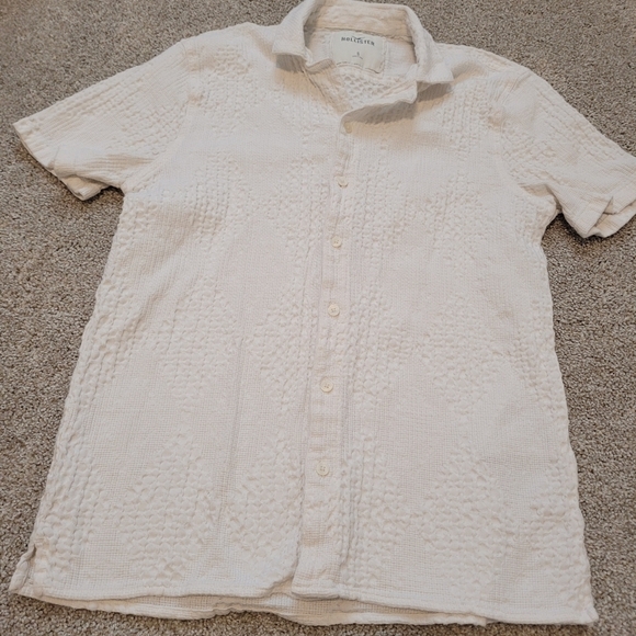 Hollister Men's Cotton White Button Up Textured Shirt Size Small - Picture 3 of 6